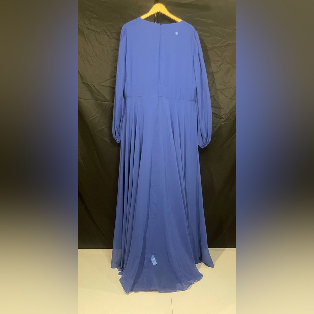 Ieena By Mac Duggal 55682 V‎ Neck, A Line, Bishop Sleeves, Cobalt Gown, size 20 - Picture 8 of 11